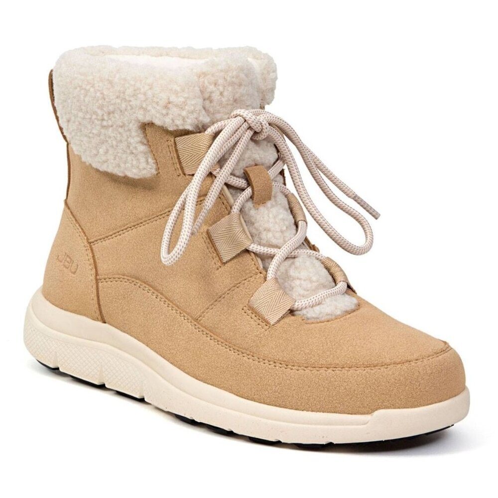 79$ JBU Freeze Round Toe Lace Up Winter Boots Women's Size 8 US Tan Nubuck